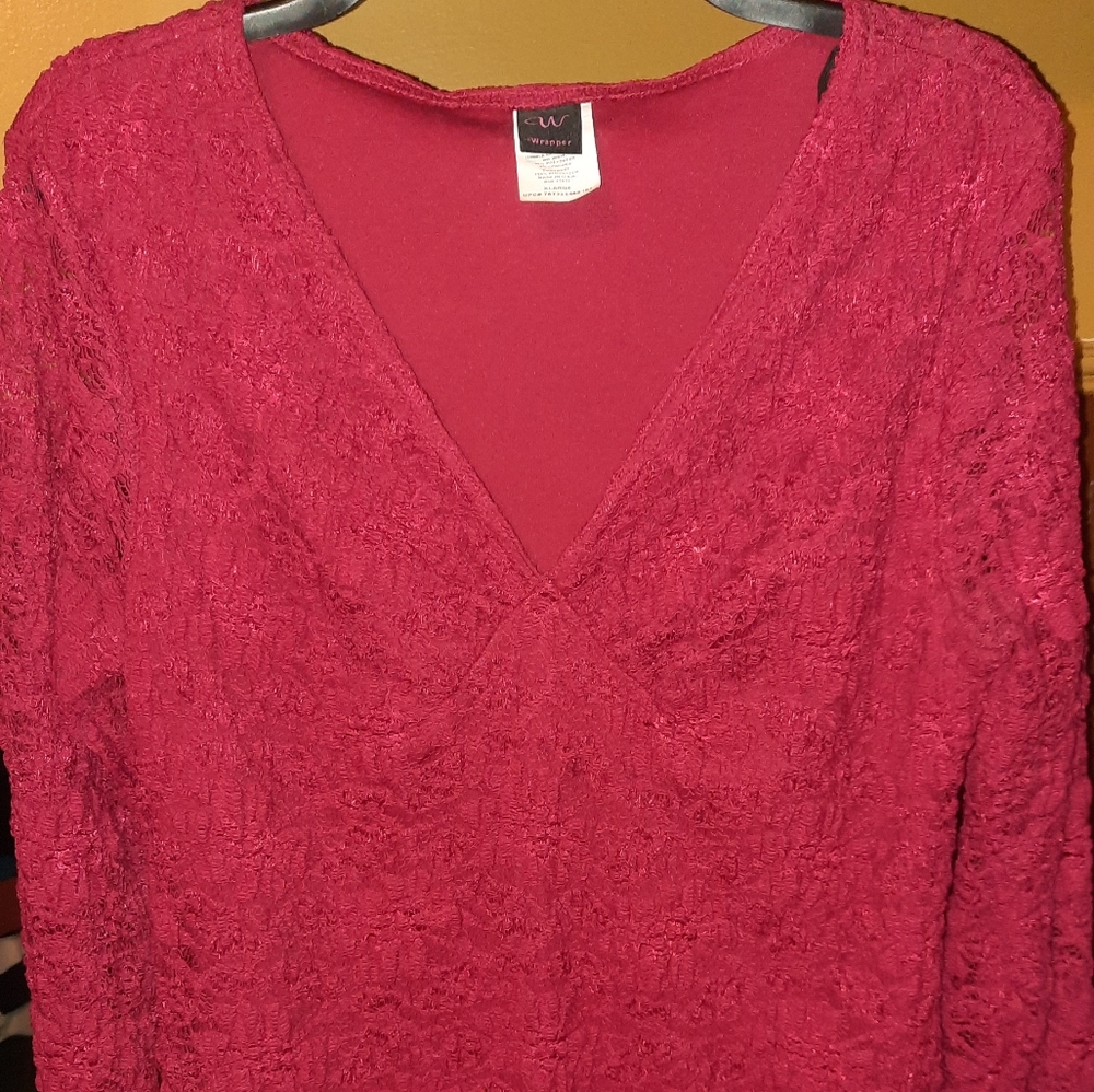 Red Wrapper Lace Top Size XL